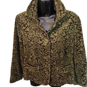 Talbots Green Micro Corduroy Stretch Blazer Cotton Jacket Size 8P